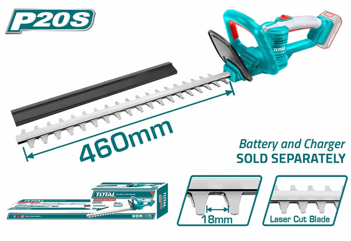 Total 20V Lithium-Ion Cordless Hedge Trimmer 460mm | THTLI20018 Total